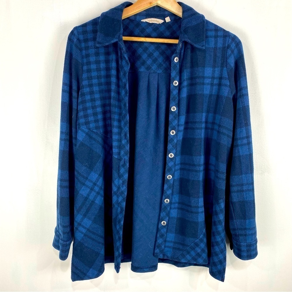 Soft Surroundings Plaid Full Button Up Down Shirt Top Jacket‎ Shacket Size PS